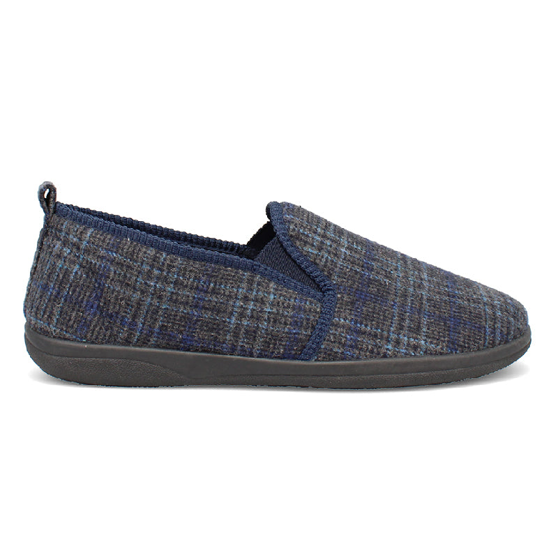 Lewis23 Standard Fit Men's Check Detail Warm Lined Slipper