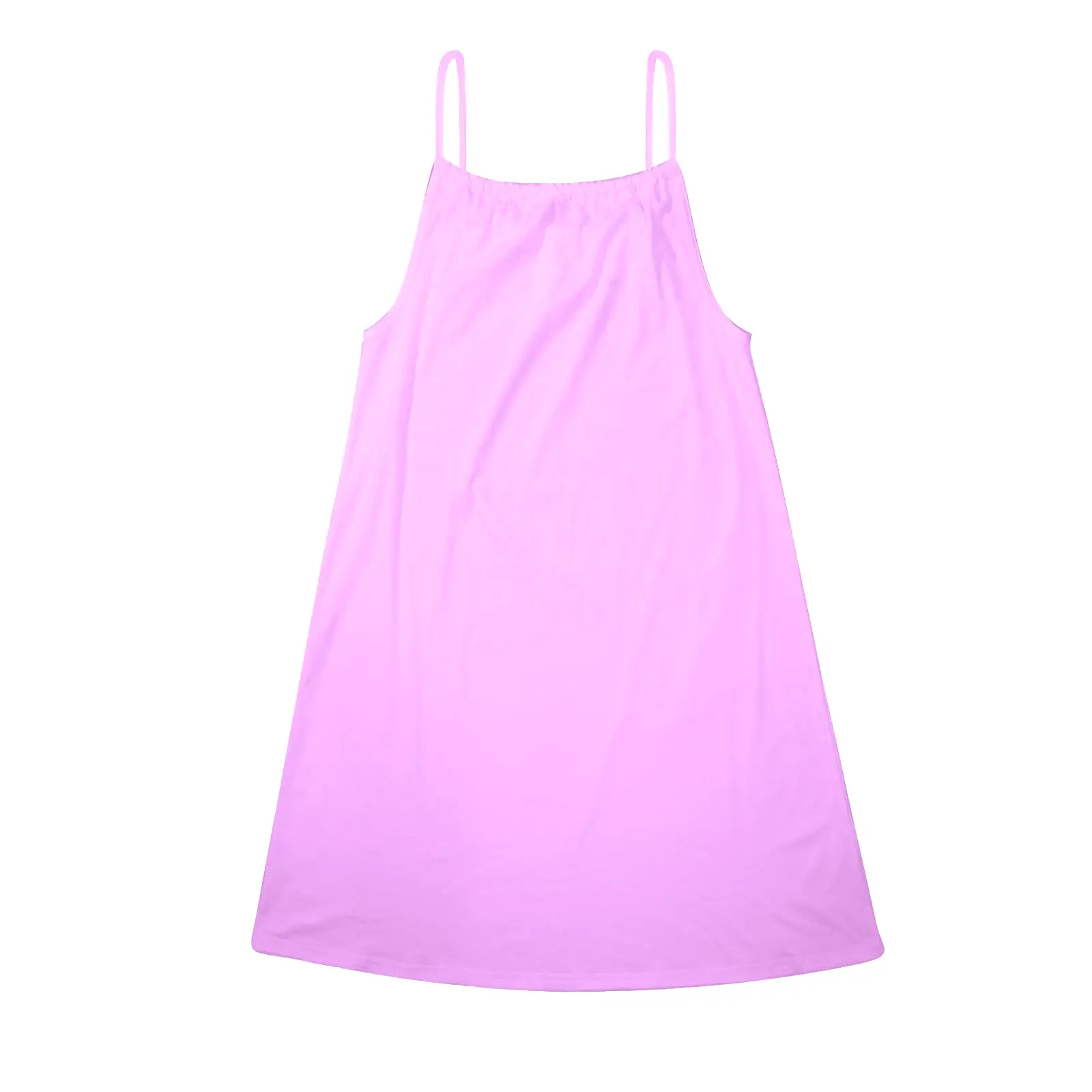 light purple pink solid Drawstring Neck Sleeveless Dress (Model D68)