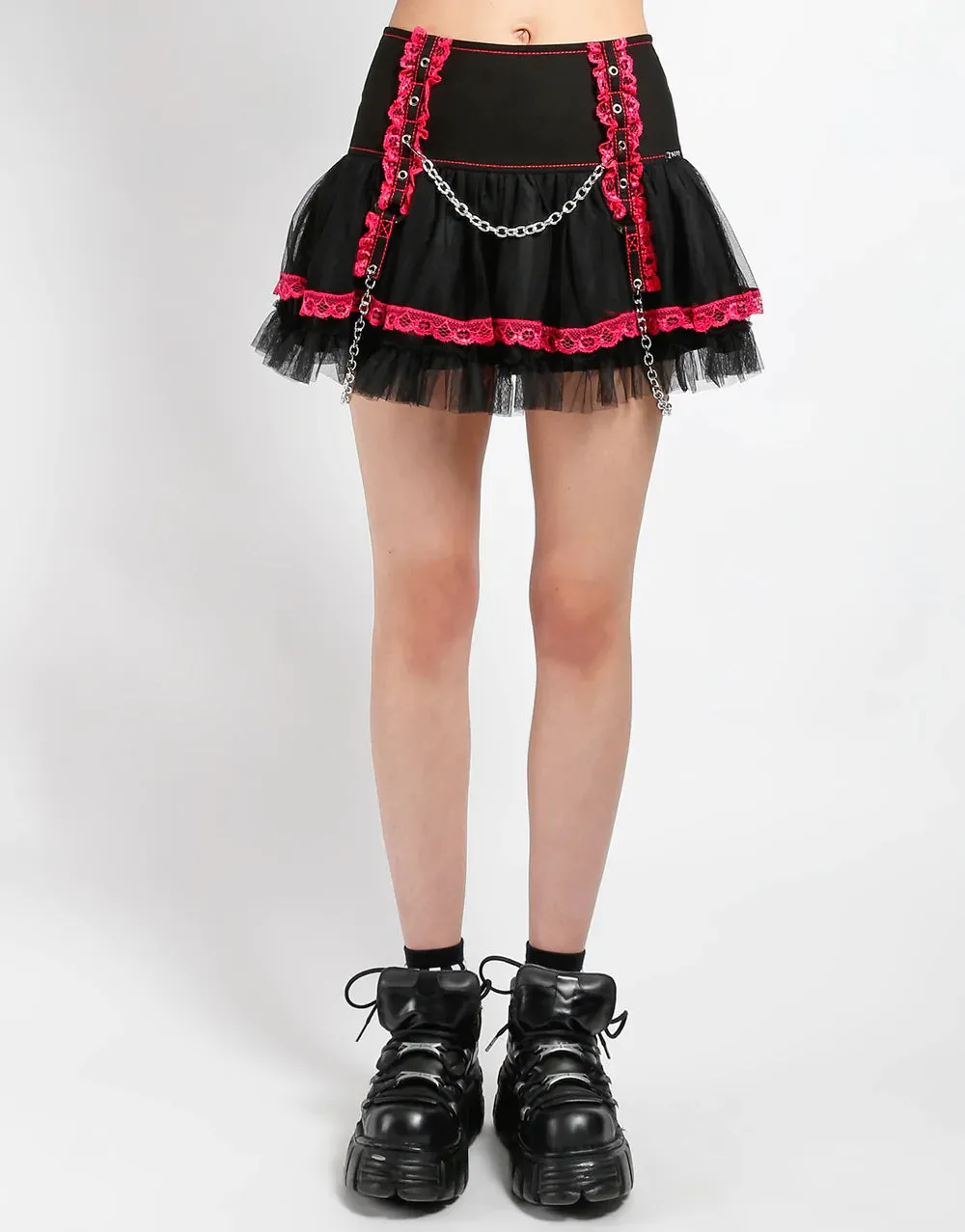 Lolita Lace Tutu Skirt-blk/pink