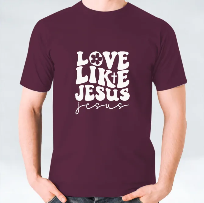 Love Like Jesus T-shirt - White/Black/Maroon