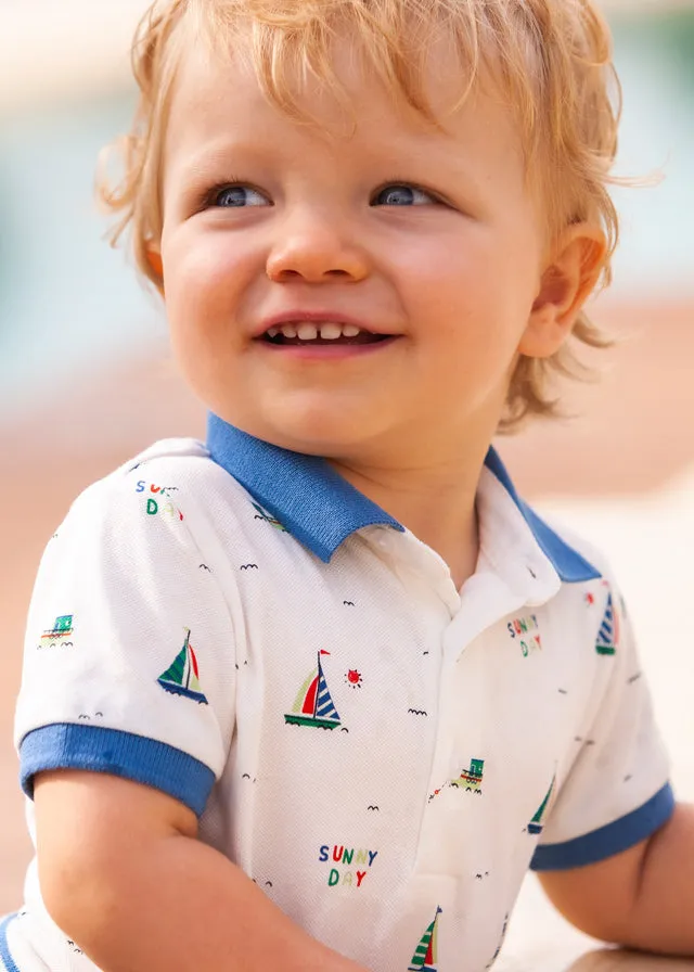 Mayoral Polo s/s large print for baby boy - Boats