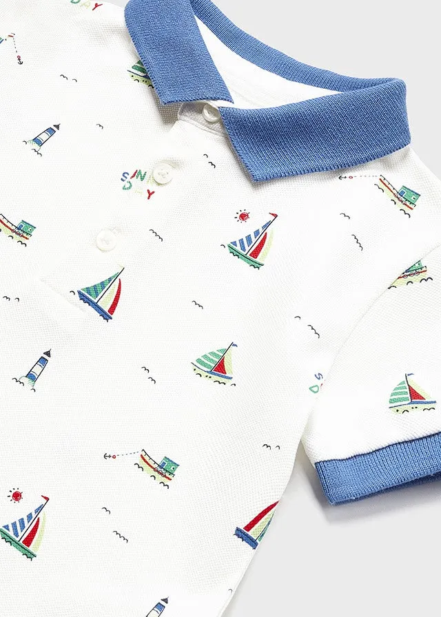 Mayoral Polo s/s large print for baby boy - Boats