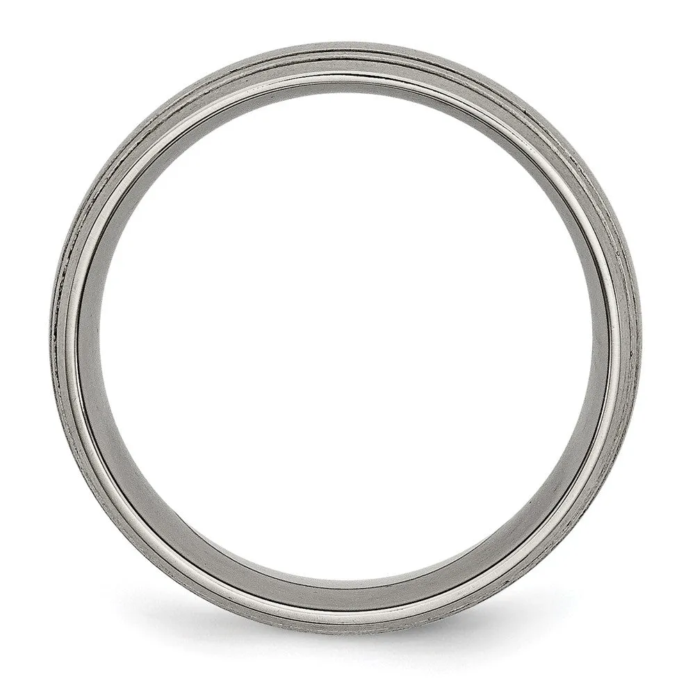 Men's 8mm Titanium Brushed Domed & Grooved Standard Fit Band