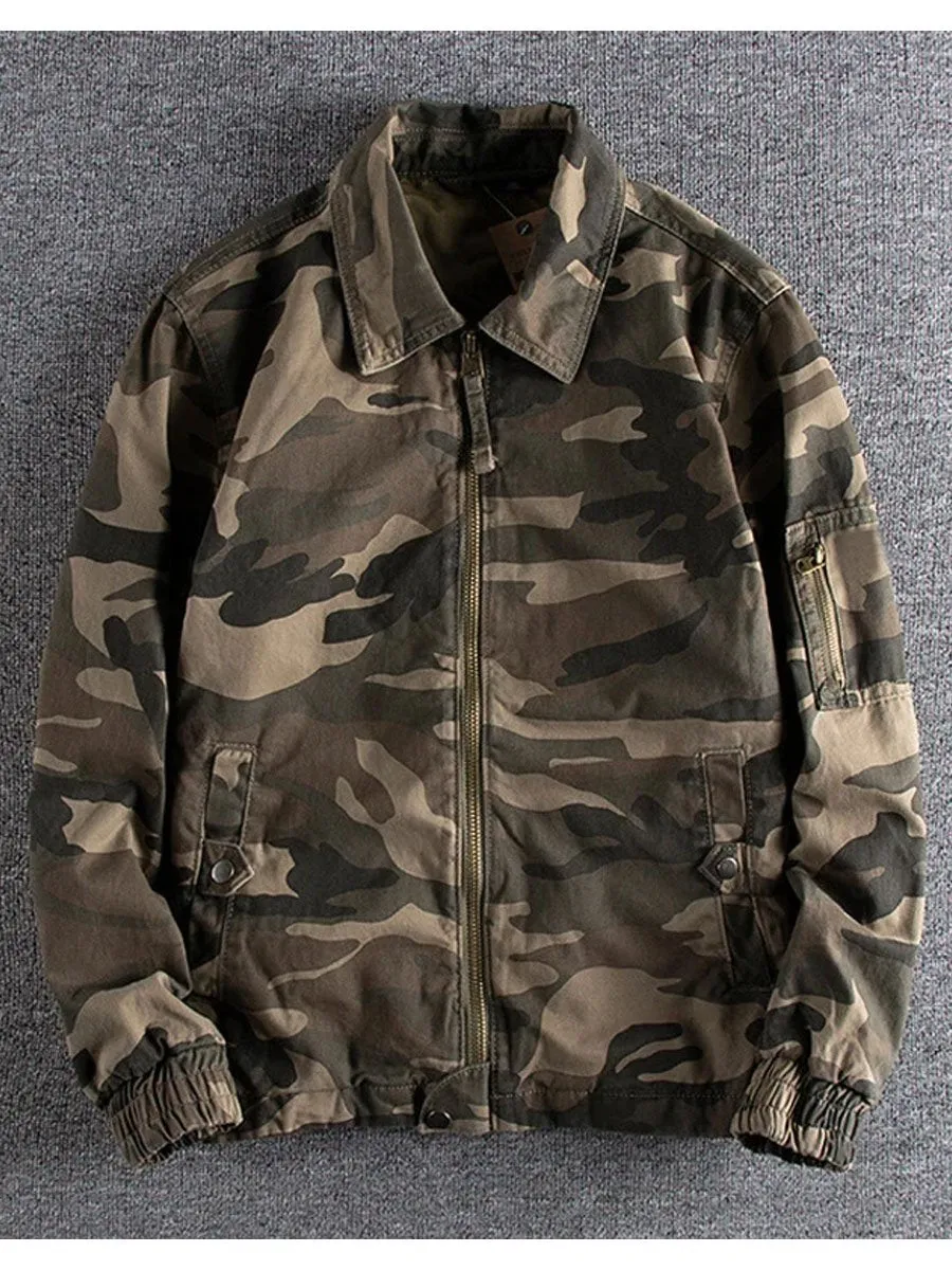 Men's Camouflage Lapel Zipper Casual Jacket