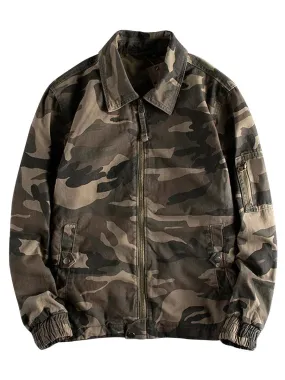 Men's Camouflage Lapel Zipper Casual Jacket