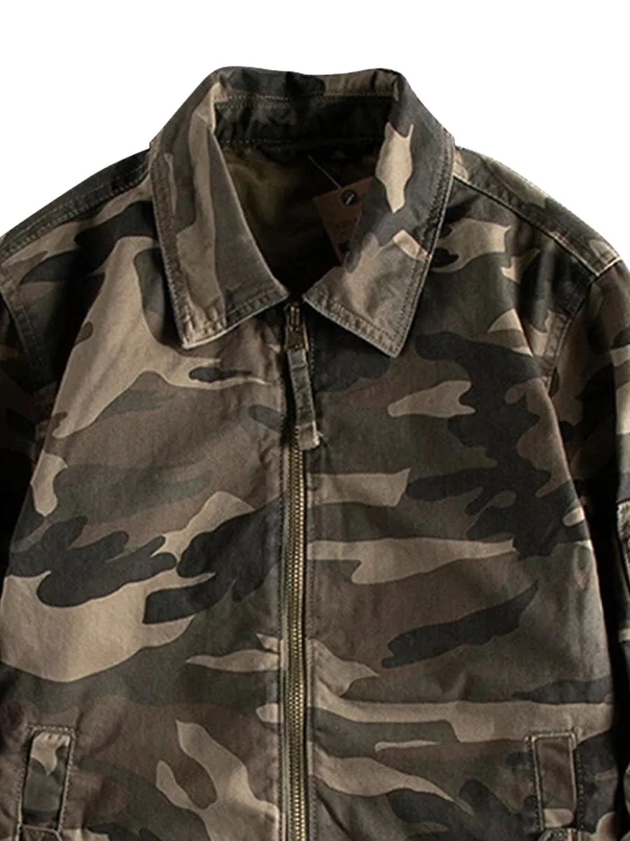 Men's Camouflage Lapel Zipper Casual Jacket