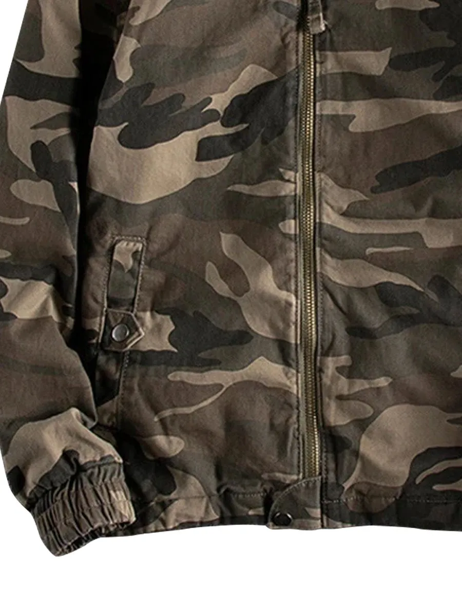 Men's Camouflage Lapel Zipper Casual Jacket