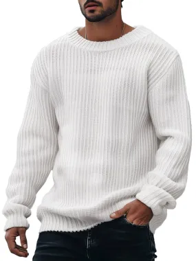 Men's Comfortable Casual Crew Neck Solid Color Sweater