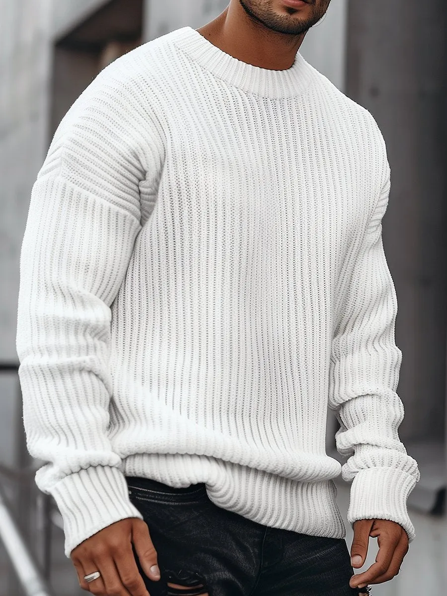 Men's Comfortable Casual Crew Neck Solid Color Sweater