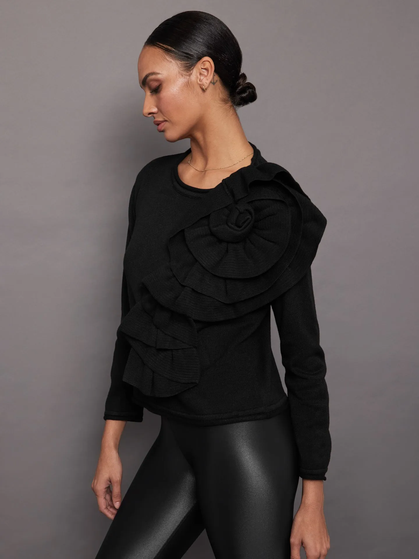 Nomia Rosette Top - Black