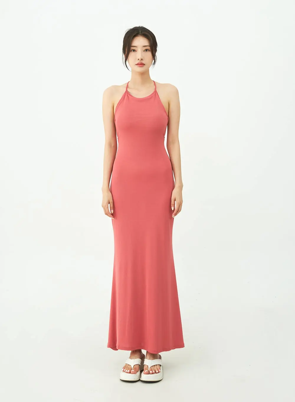 Open Back Cross Strap Maxi Dress IU11