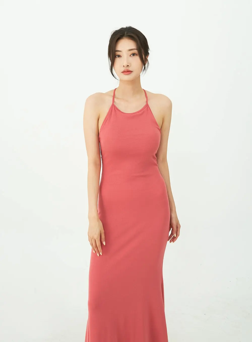 Open Back Cross Strap Maxi Dress IU11