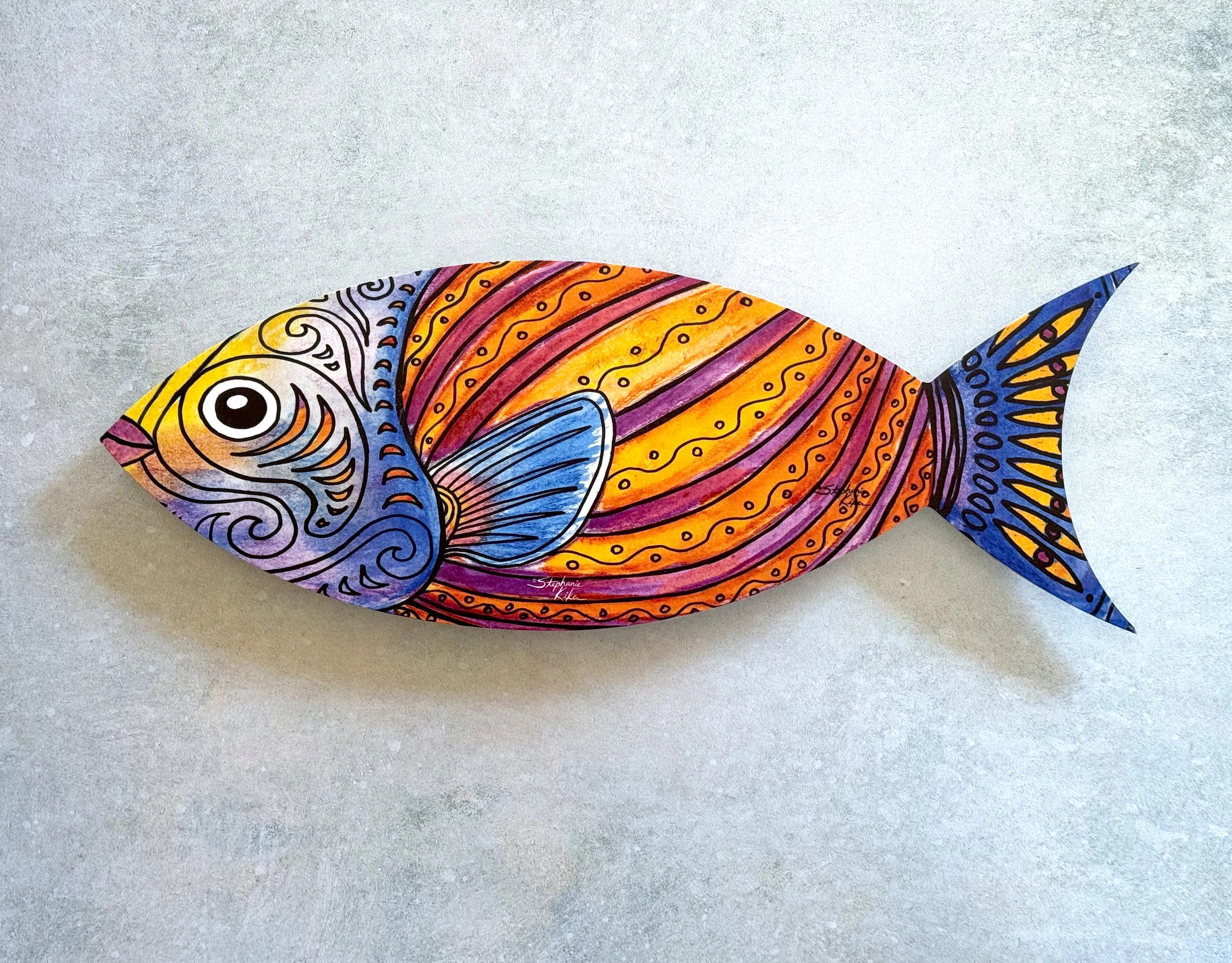 Orange Fish Wood Wall Art