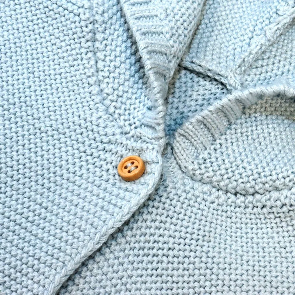 Organic Knit Hooded Sweater in Sky Blue