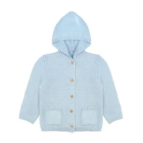 Organic Knit Hooded Sweater in Sky Blue