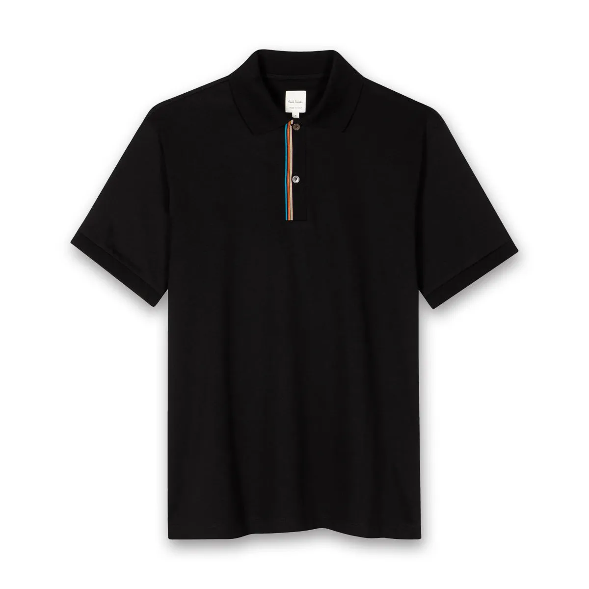 Paul Smith - 'Signature Stripe' Trim Polo Shirt in Black