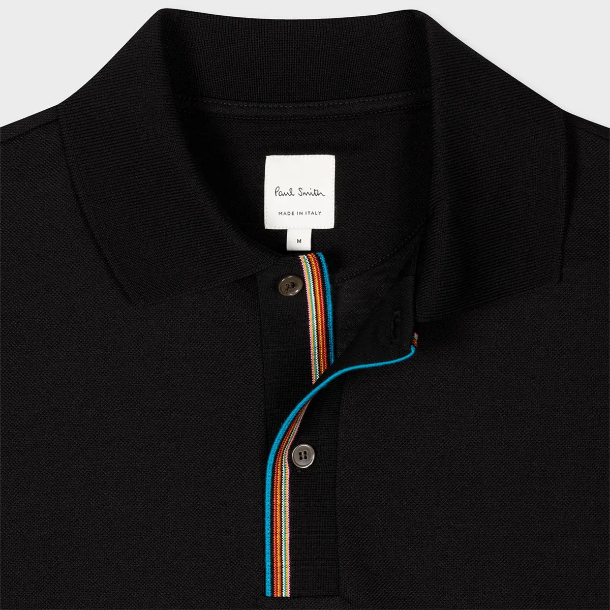 Paul Smith - 'Signature Stripe' Trim Polo Shirt in Black