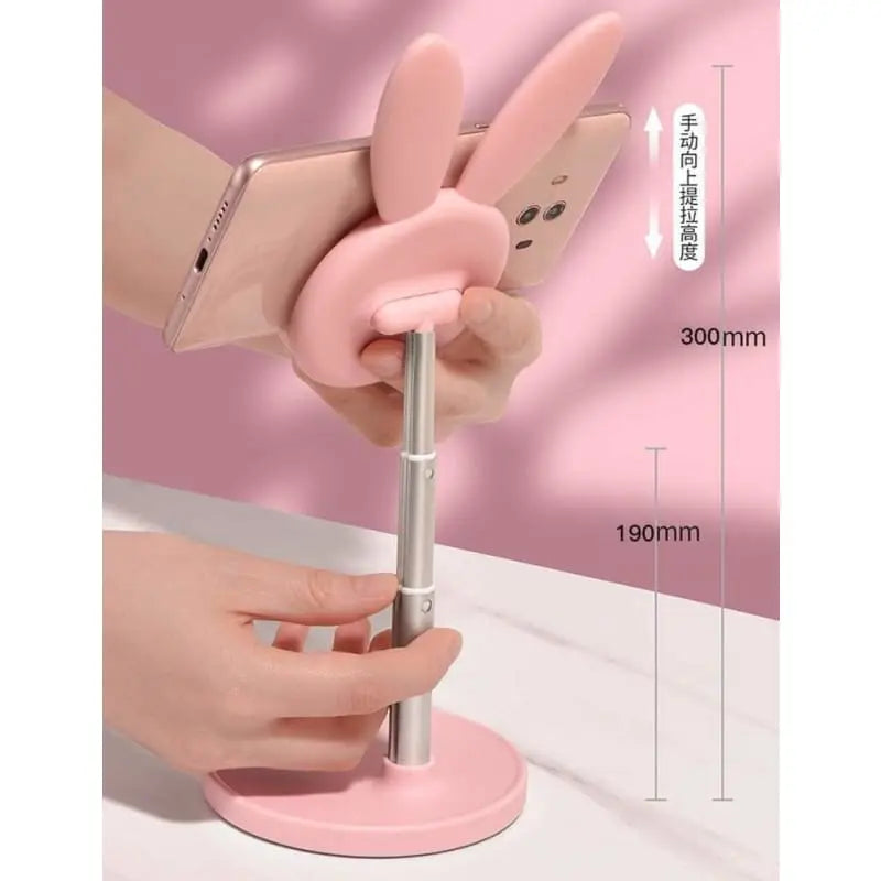 Pink/Green/White Kawaii Bunny Rabbit Ears Ajustable Phone Holder MK16335