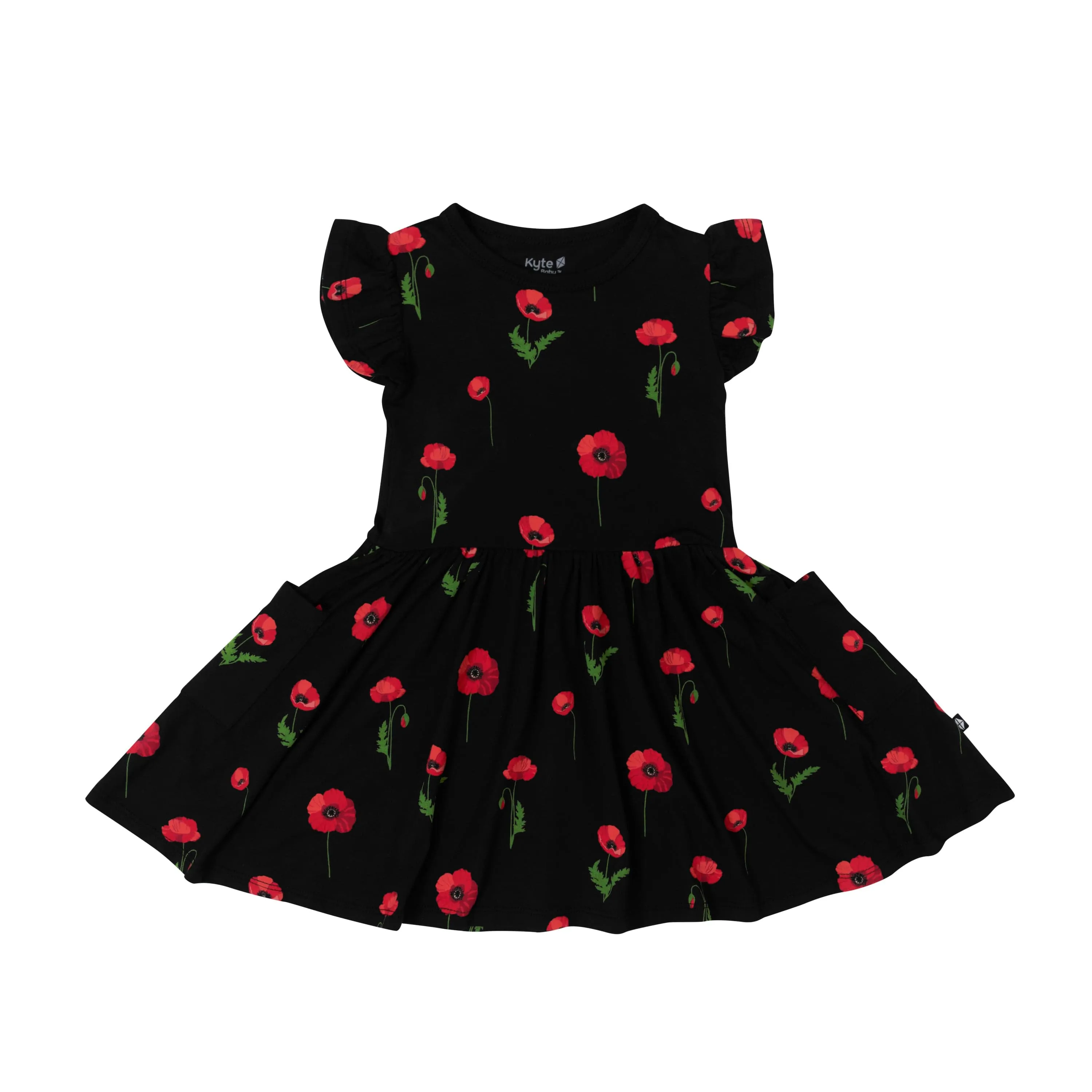 Pocket Dress in Midnight Poppies