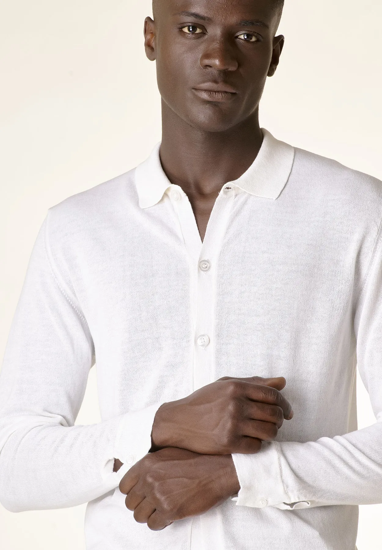 Polo camicia bianca cotone crepe