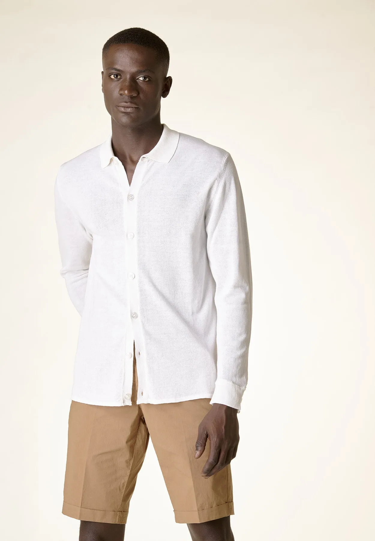 Polo camicia bianca cotone crepe