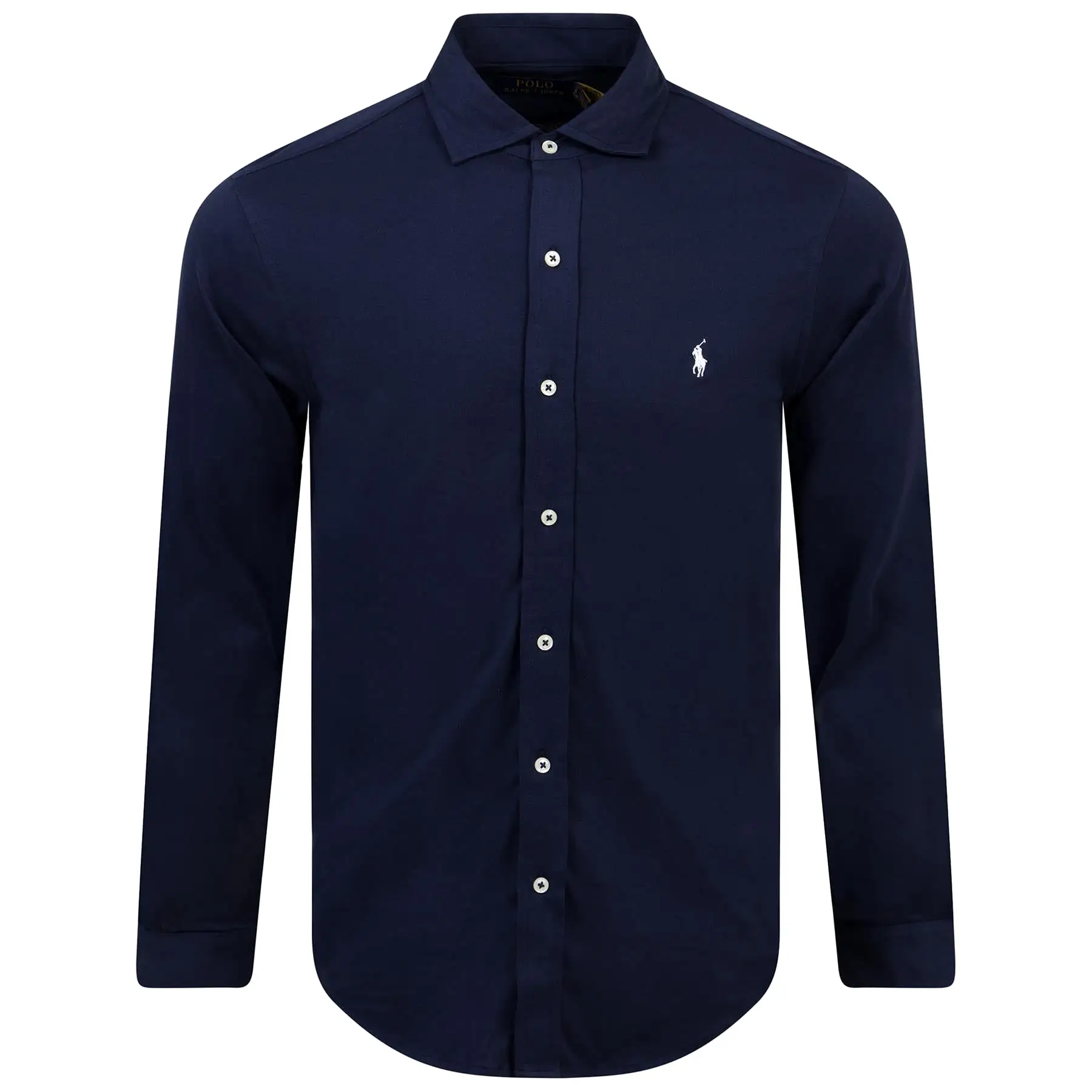 Polo Golf Standard Fit Button Down Cotton Pique Shirt Navy - SS24