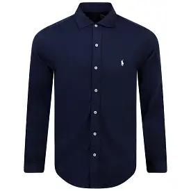 Polo Golf Standard Fit Button Down Cotton Pique Shirt Navy - SS24