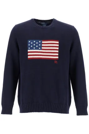 Polo Ralph Lauren Sweater With American Flag   Blue