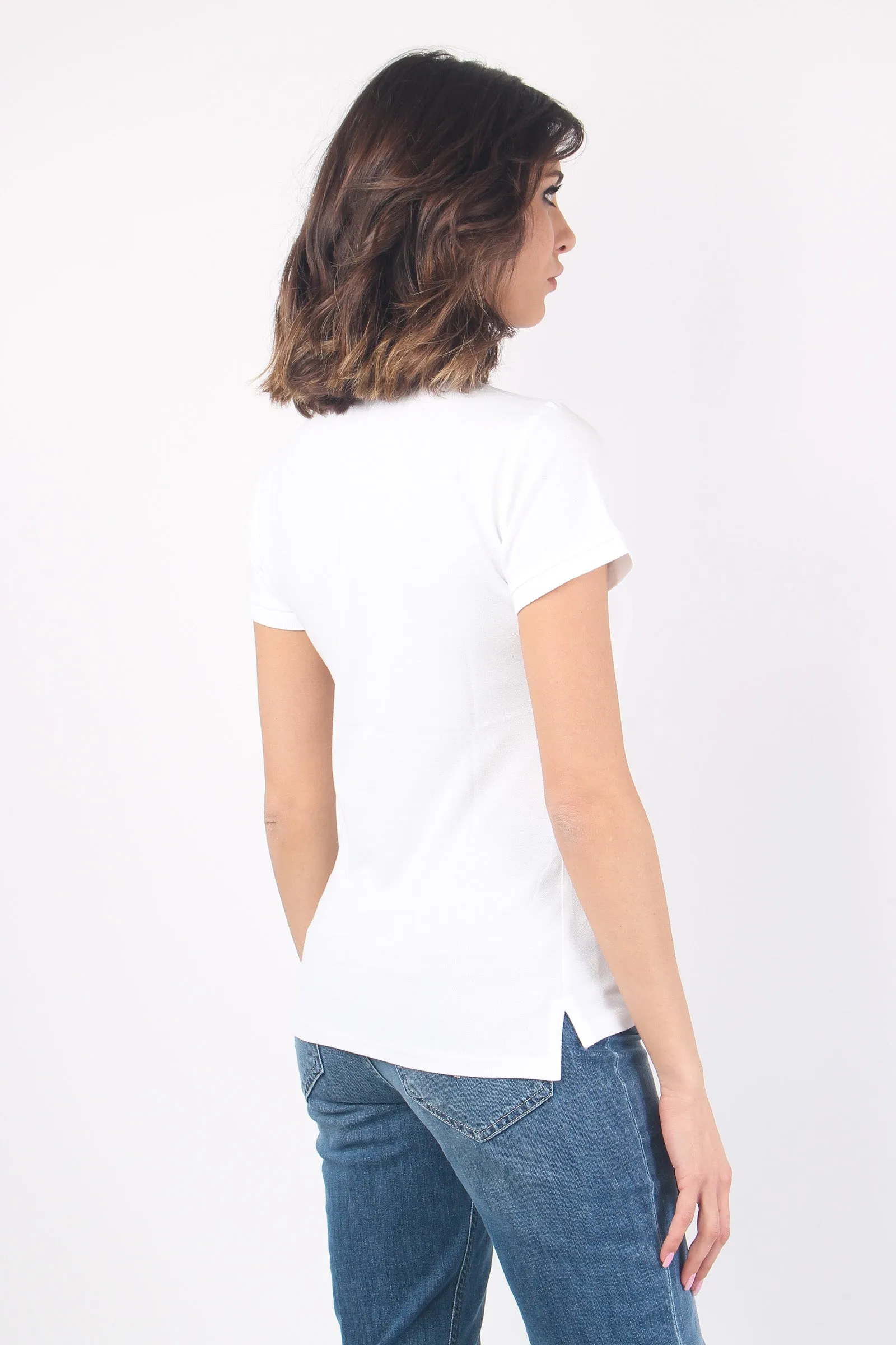 Polo Slim Manica Corta White