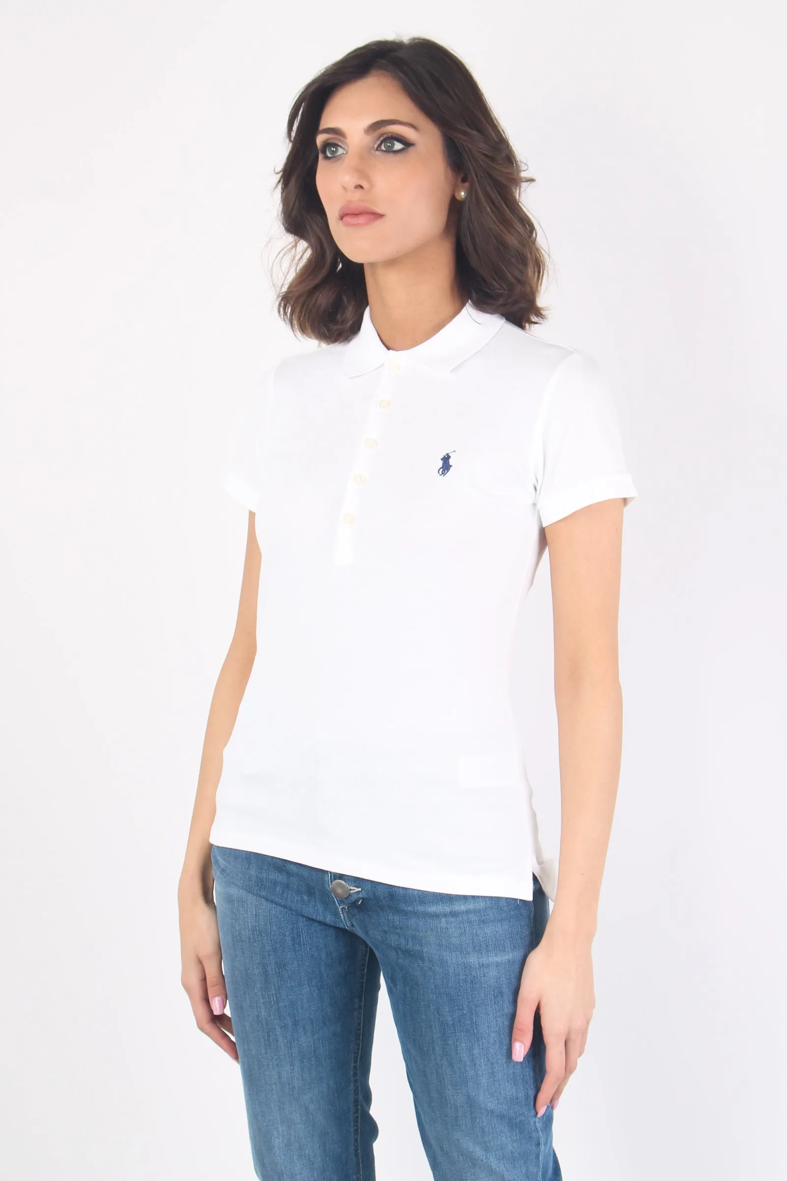 Polo Slim Manica Corta White