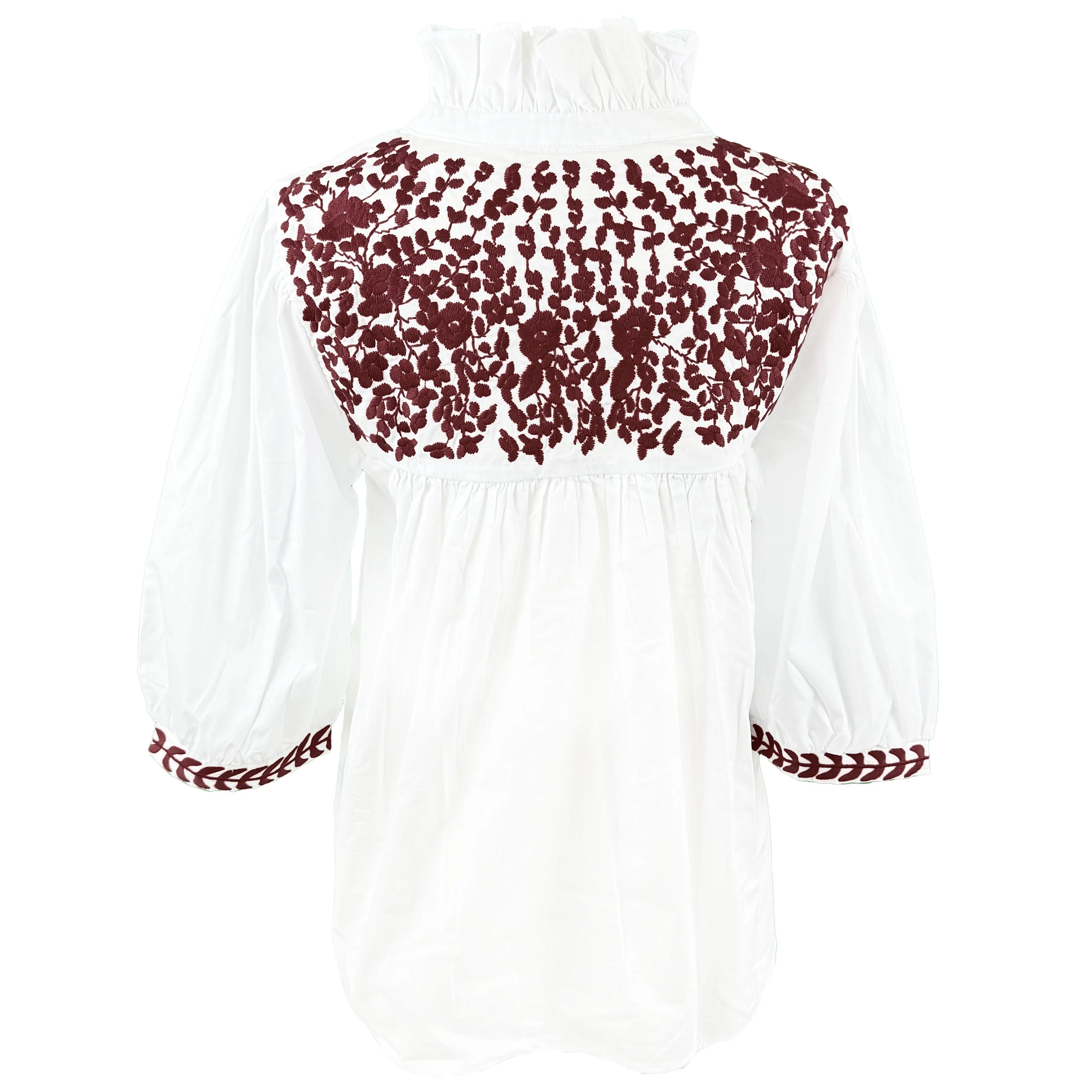 PRE-ORDER: White + Maroon Tailgater Blouse (early August ship date)