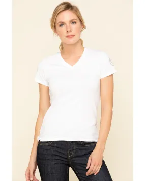 Product Name:  Dovetail Workwear Women's White Solid V-Neck Work Tee