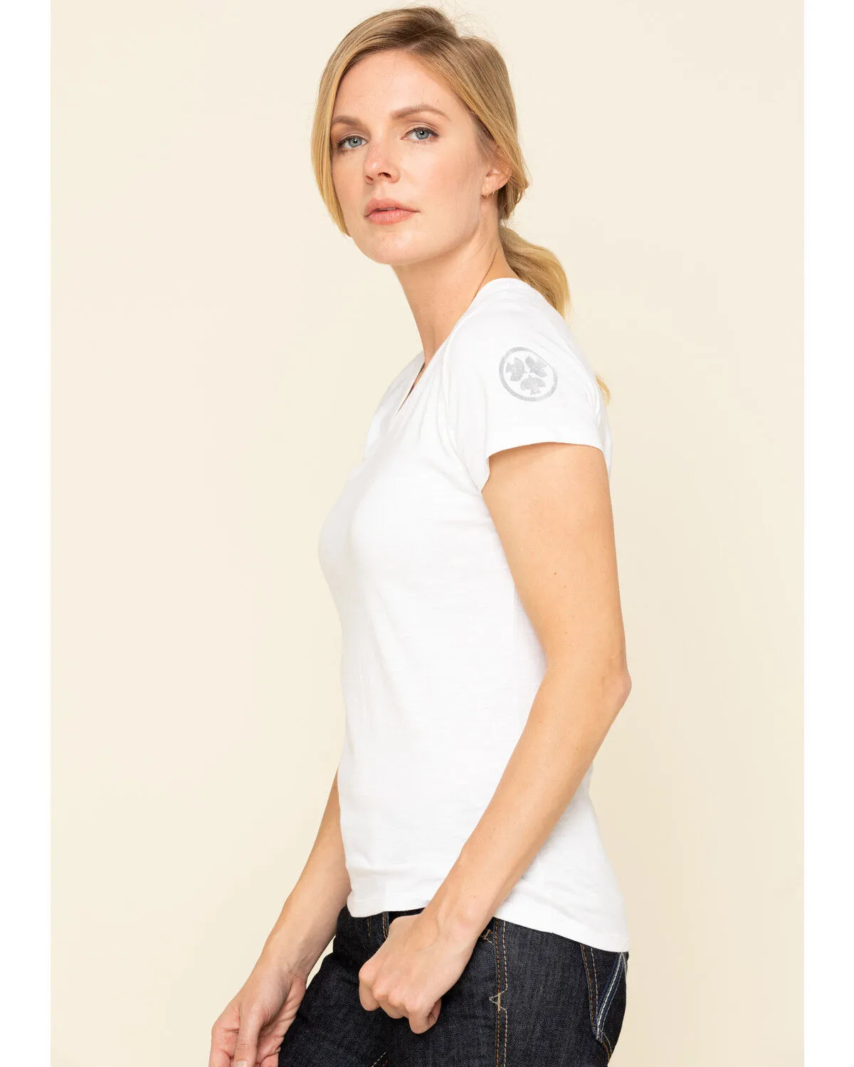 Product Name:  Dovetail Workwear Women's White Solid V-Neck Work Tee