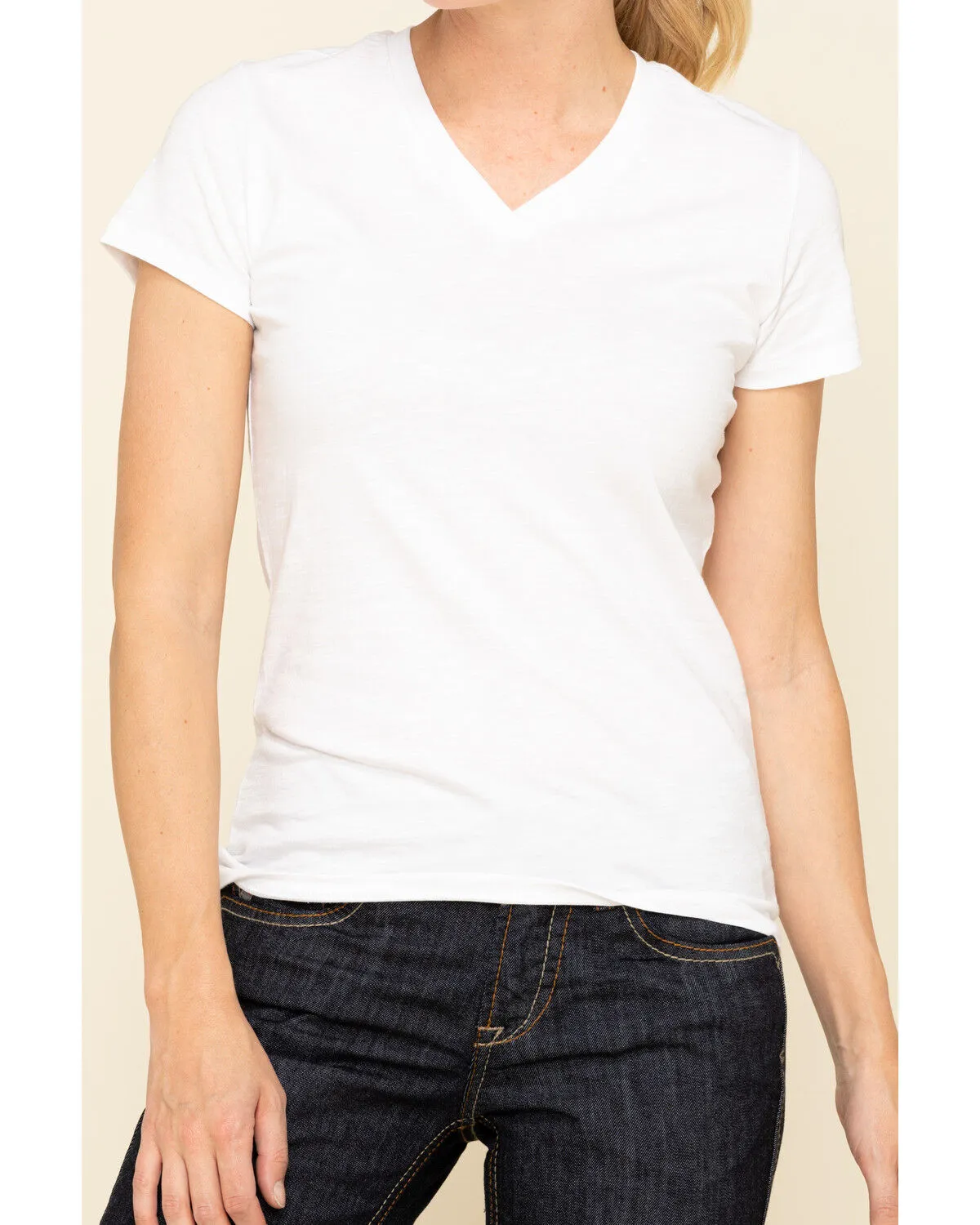 Product Name:  Dovetail Workwear Women's White Solid V-Neck Work Tee