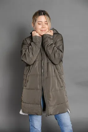 Puffy Coat in Olive