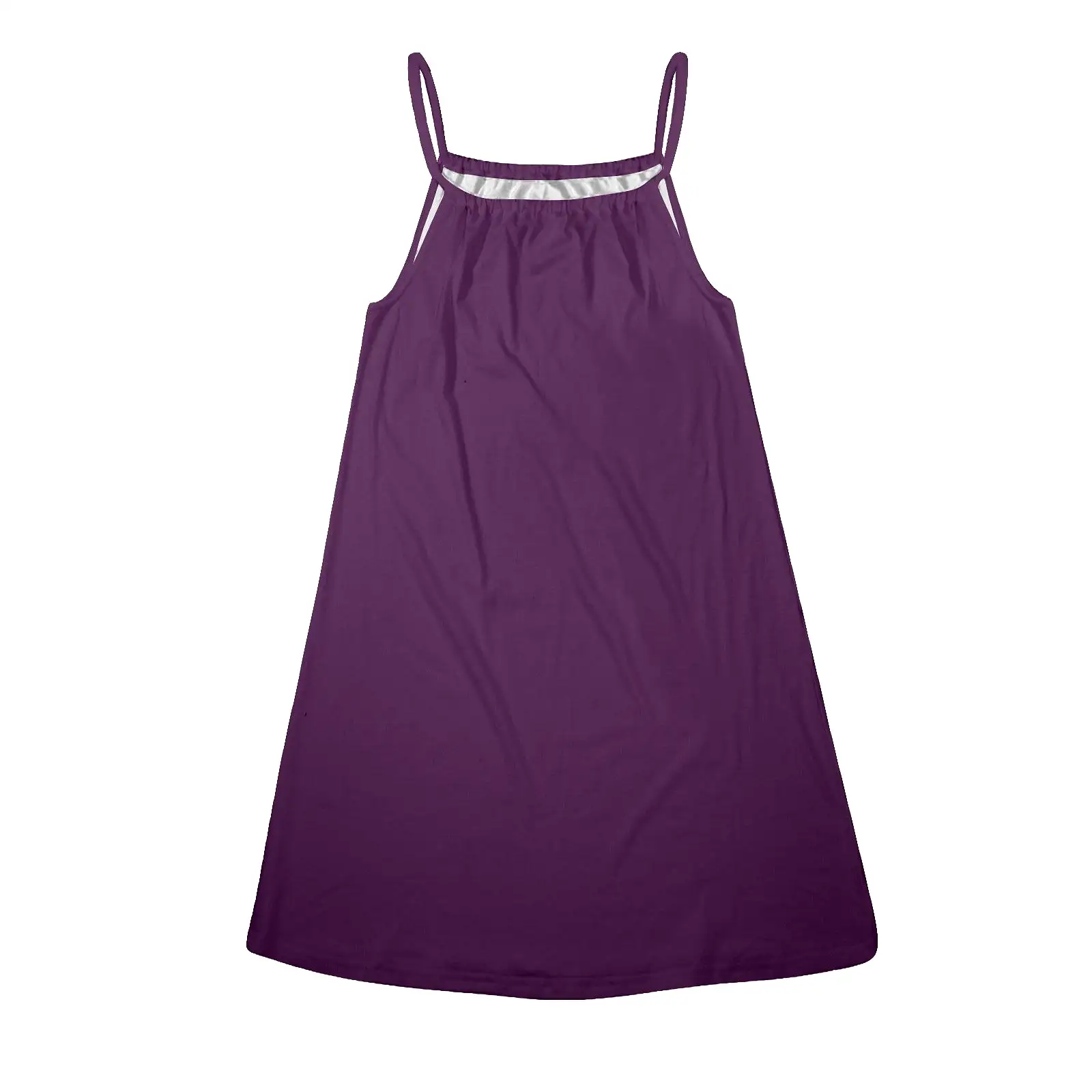 purple solid 5A Drawstring Neck Sleeveless Dress (Model D68)