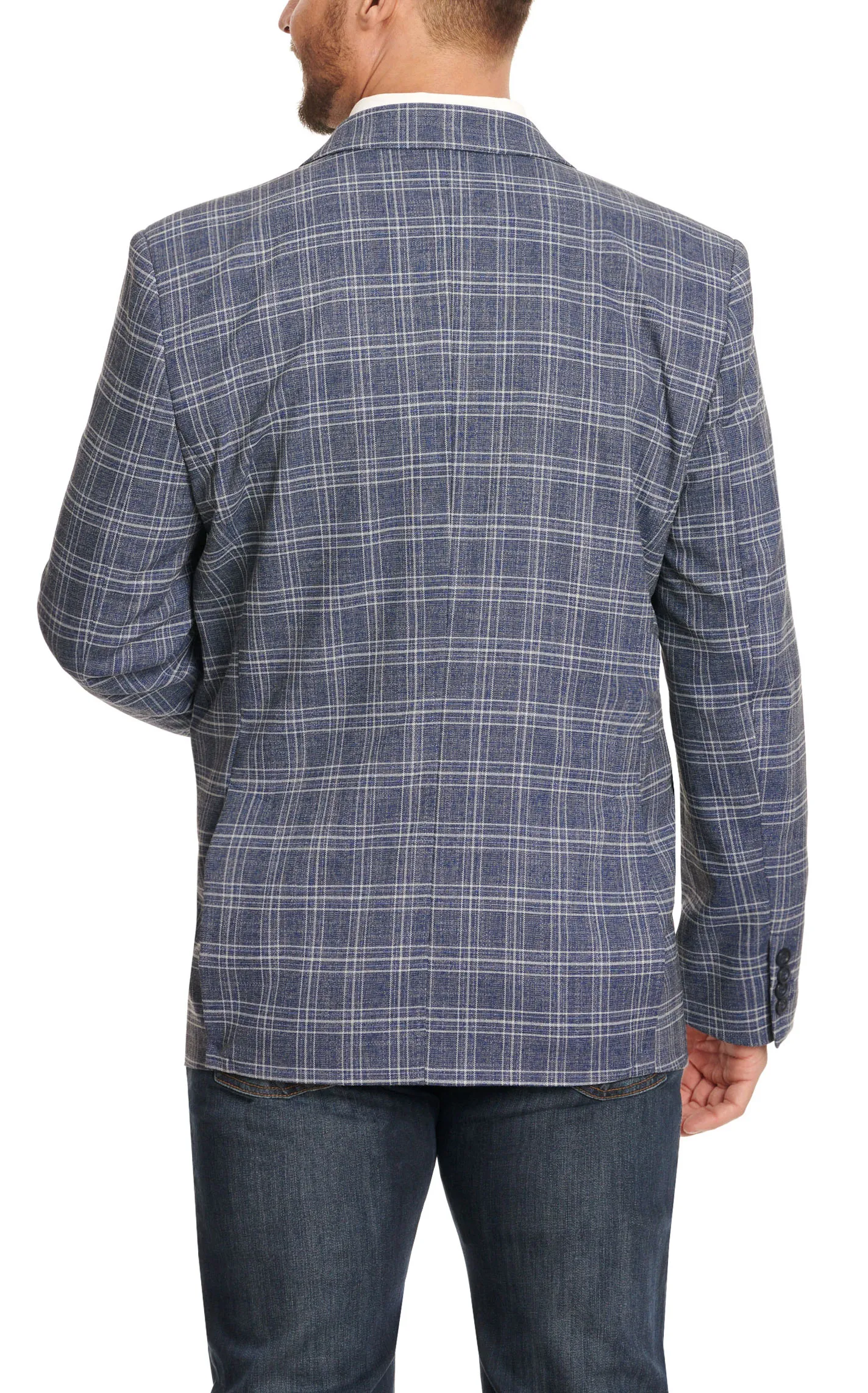 Rock & Roll Denim Men's Navy Blue & White Plaid Sport Coat