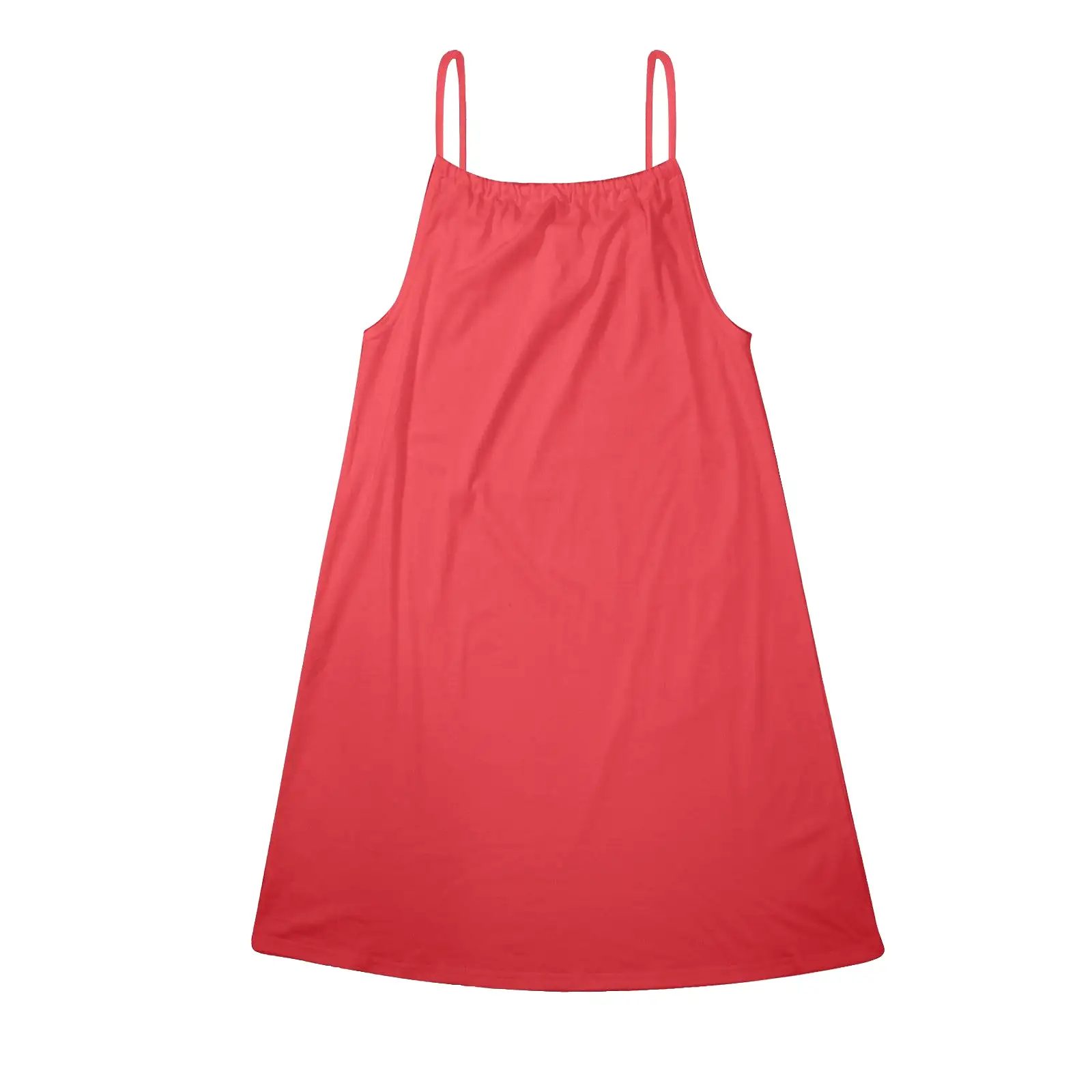 scarlet red solid Drawstring Neck Sleeveless Dress (Model D68)