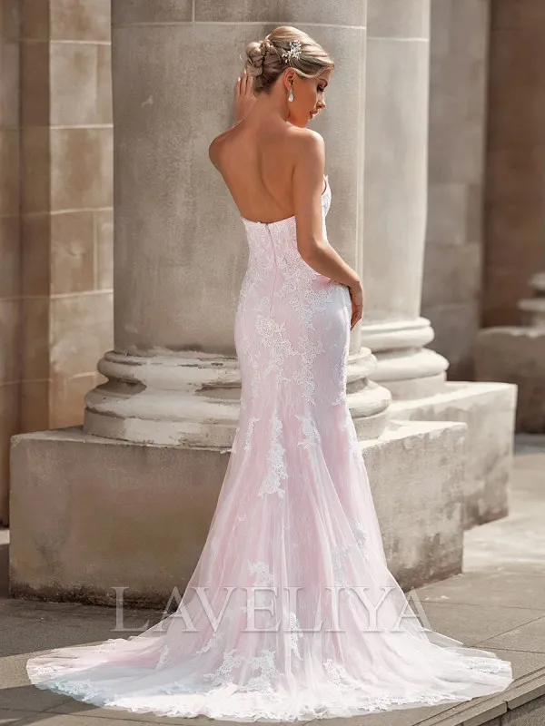 Sheath Sweetheart Sweep Train Lace Wedding Dress  #HW240053