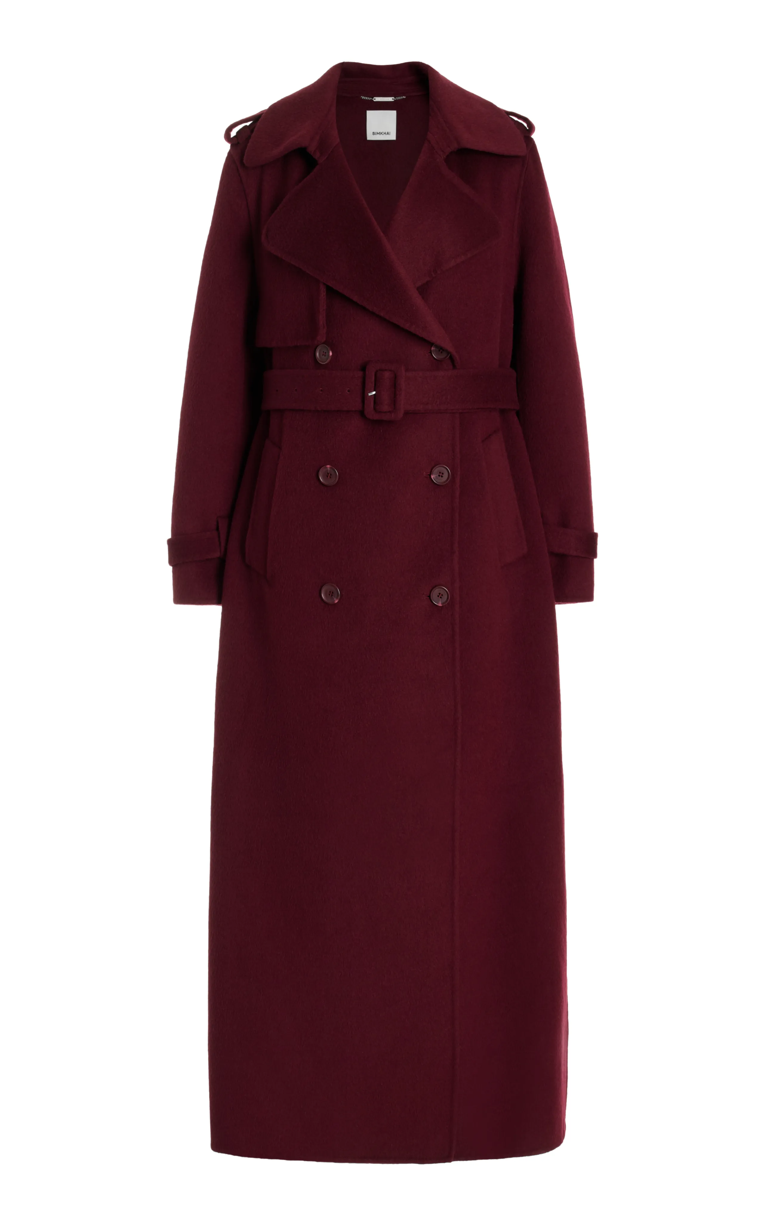 SIMKHAI Rumi Belted Wool-Blend Trench Coat