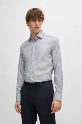 Slim-fit shirt in printed performance-stretch twill