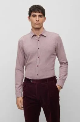 Slim-fit shirt in washed cotton twill