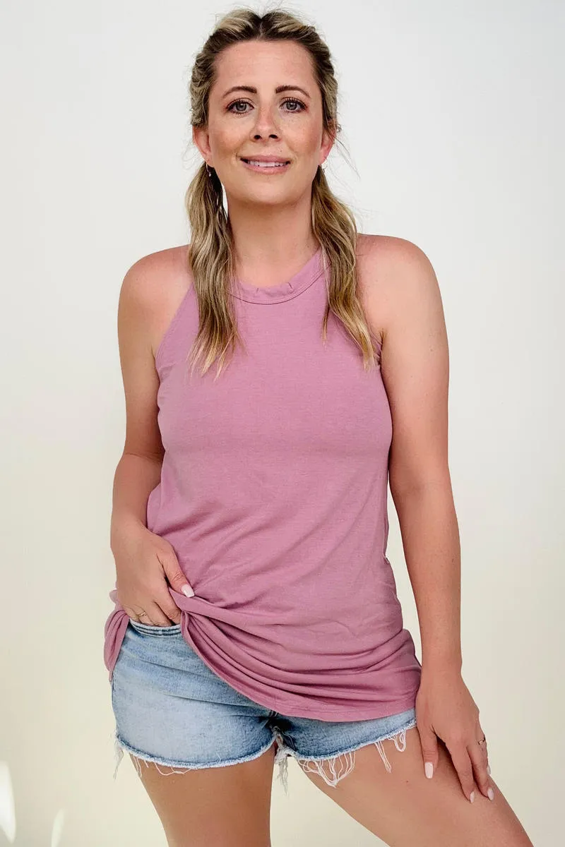 Solid Halter Neck Tank Top