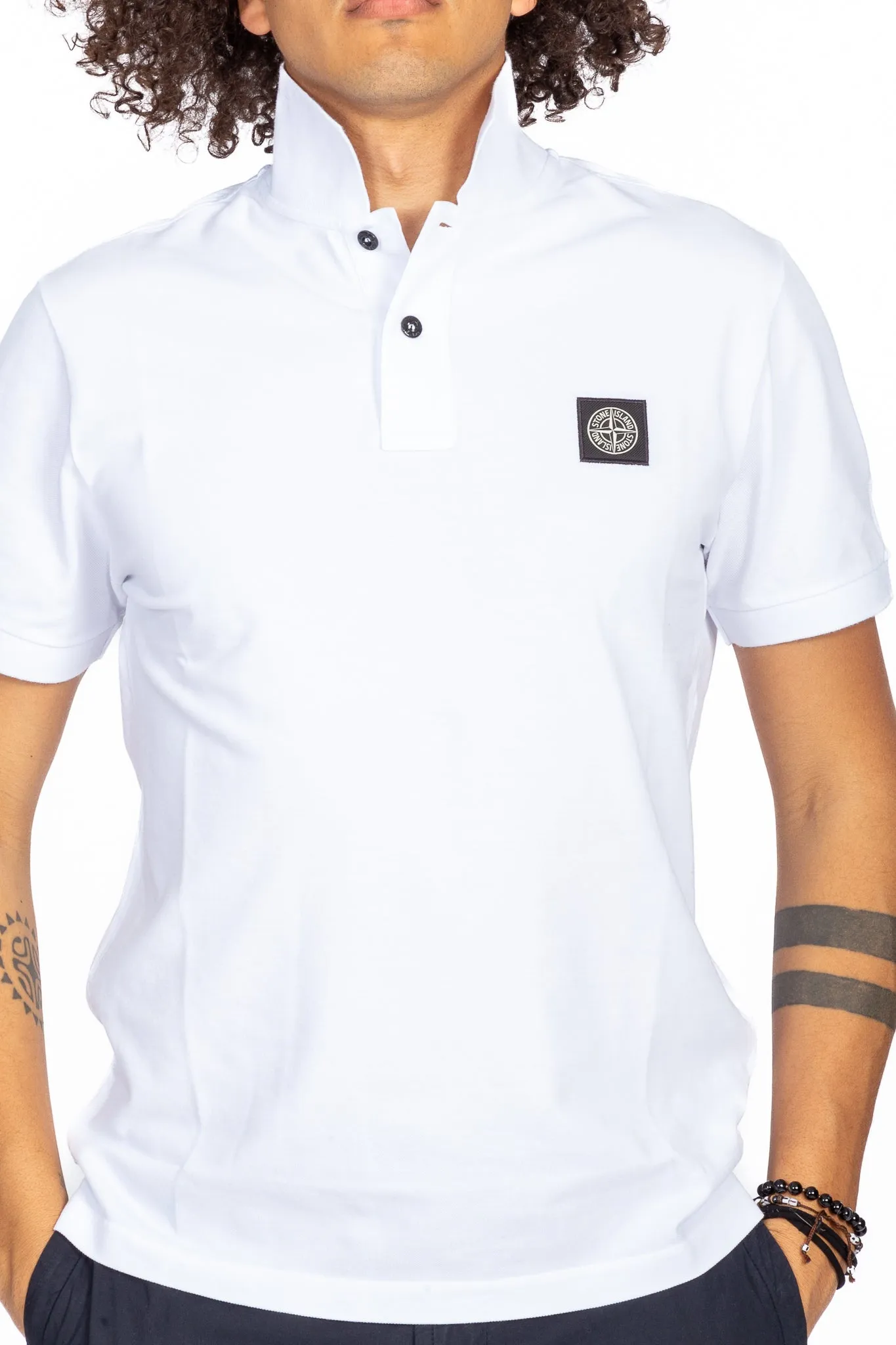 Stone Island Polo Manica Corta Bianco Uomo