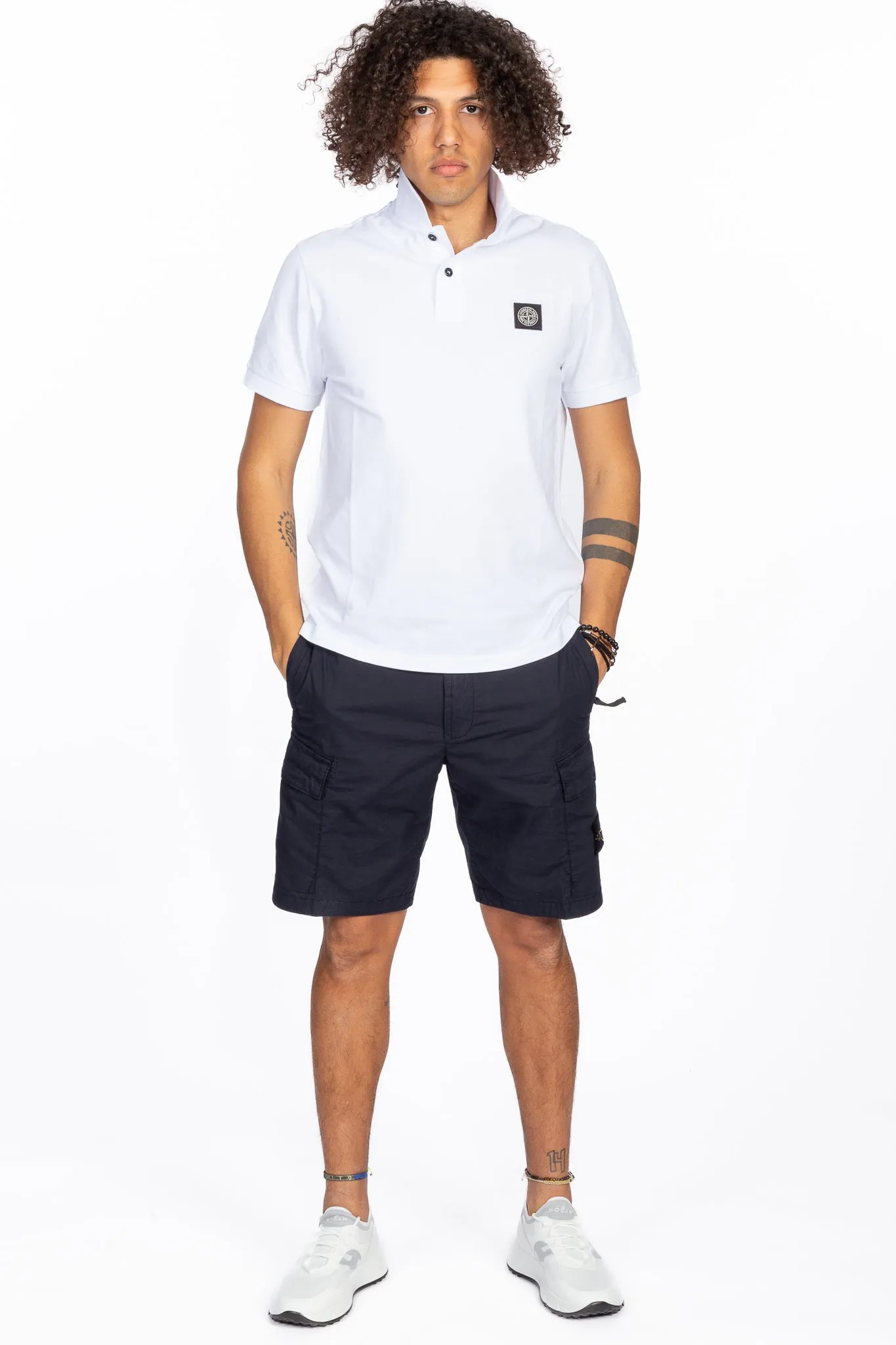 Stone Island Polo Manica Corta Bianco Uomo