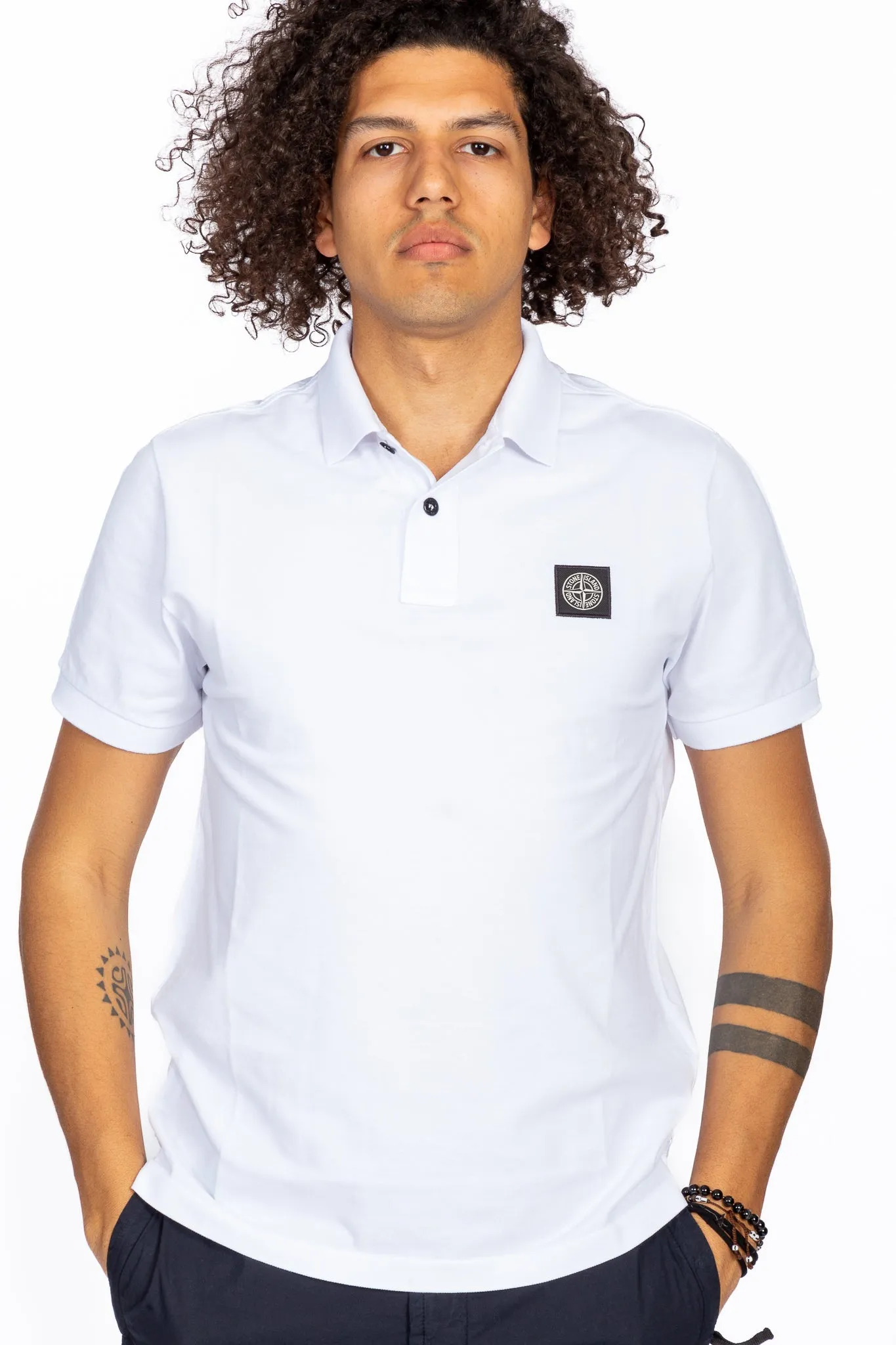 Stone Island Polo Manica Corta Bianco Uomo