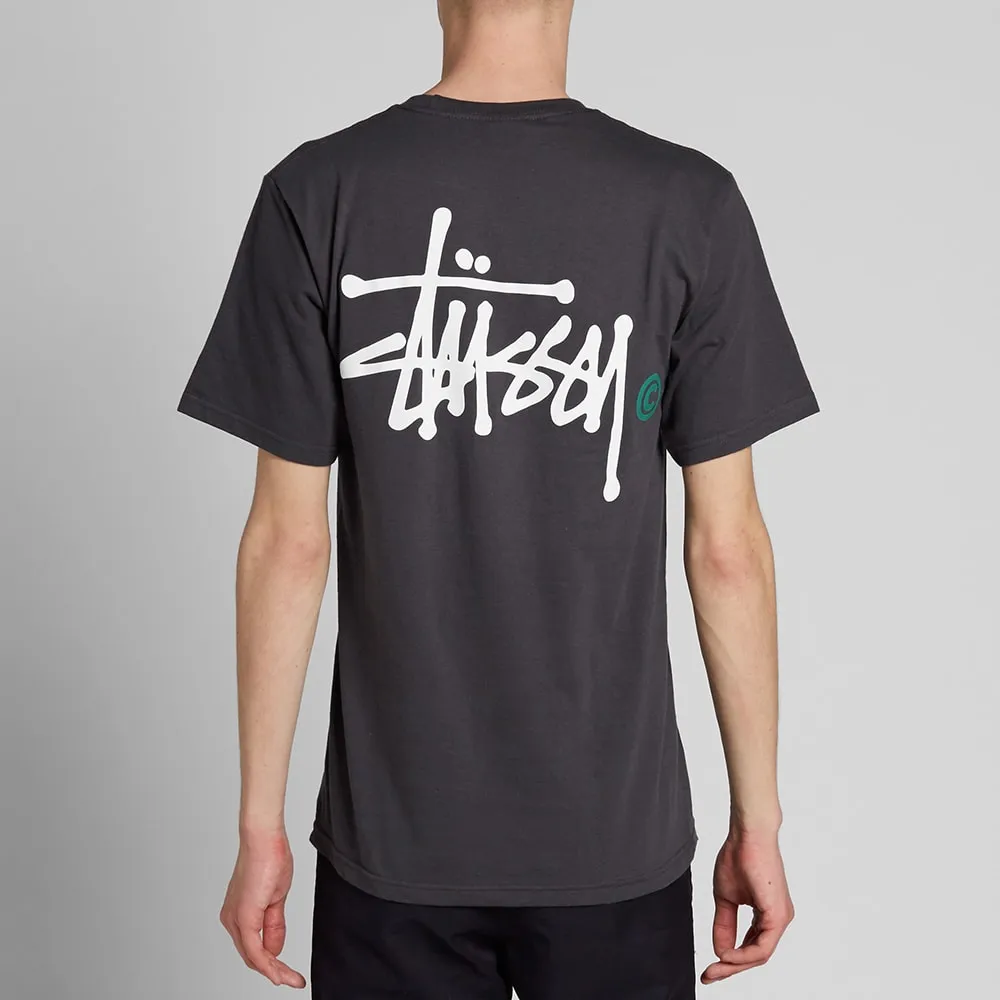 Stussy Basic Logo TeeCharcoal, White & Green