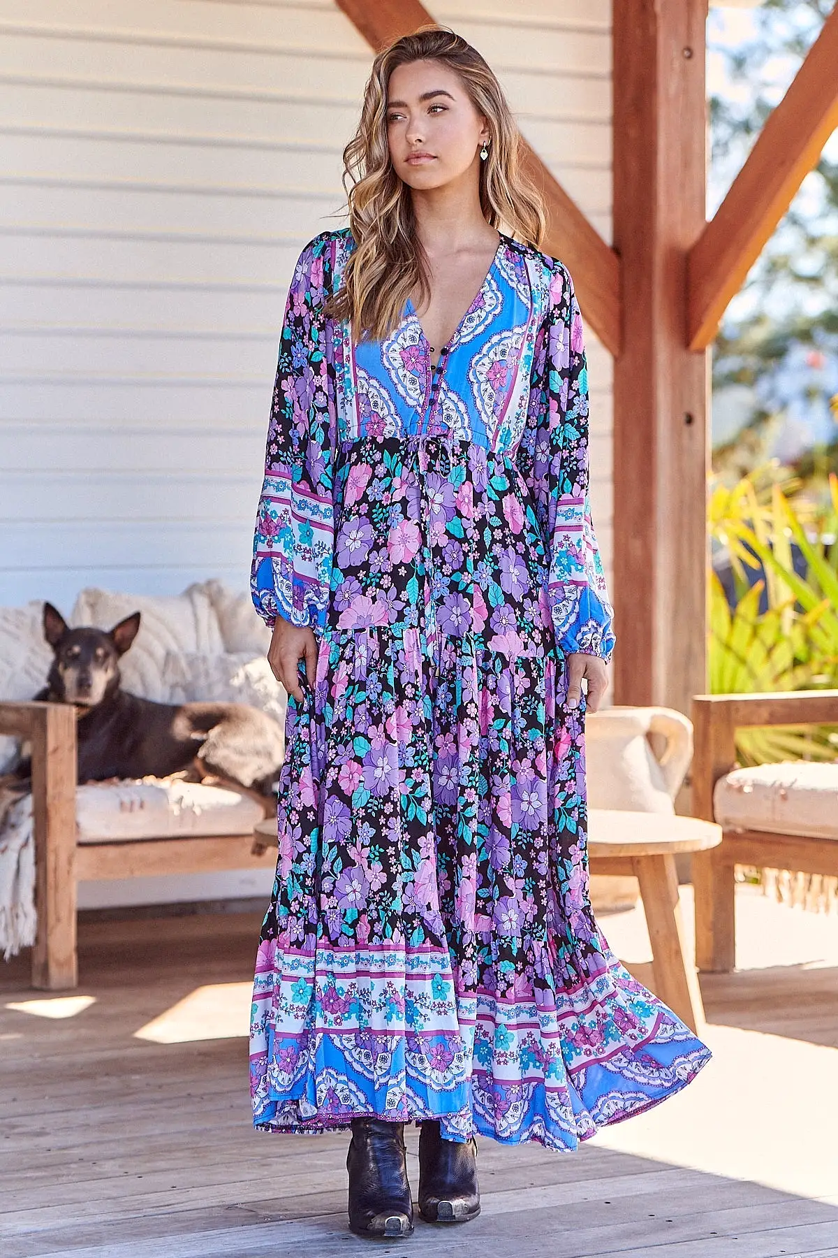 Teresa Maxi Dress Blackbird Print