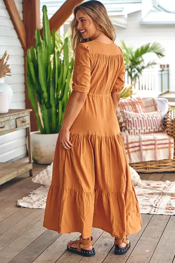 Tessa Maxi Dress Honey Cotton Print