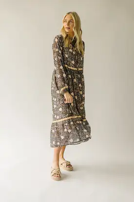 The Dasso Floral Maxi Dress in Olive Multi